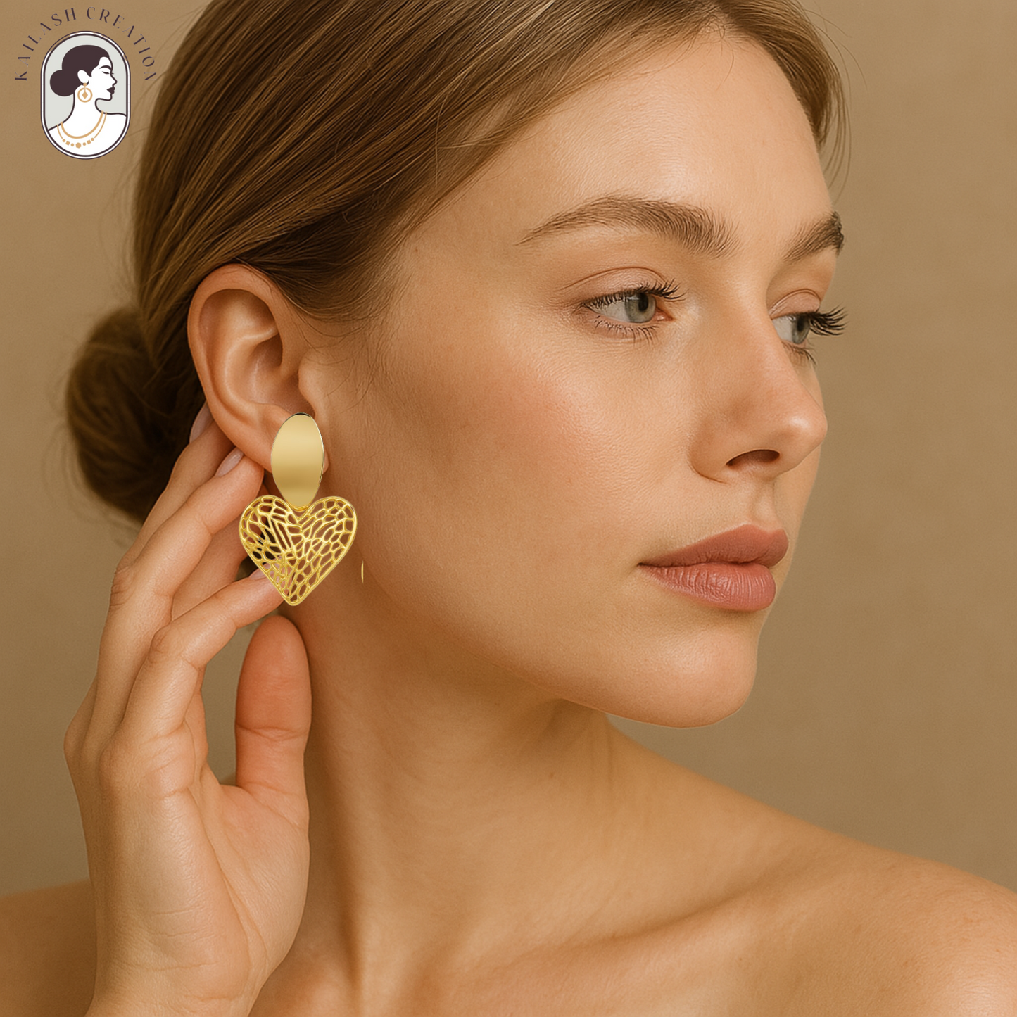 Heart Shape Gold Plated Earrings for Women