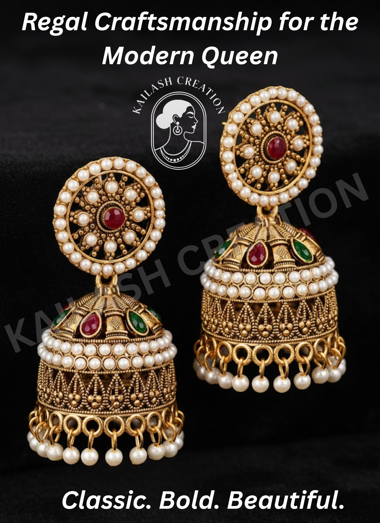 Rajwadi Pearl Jhumka Earrings for Women Stylish