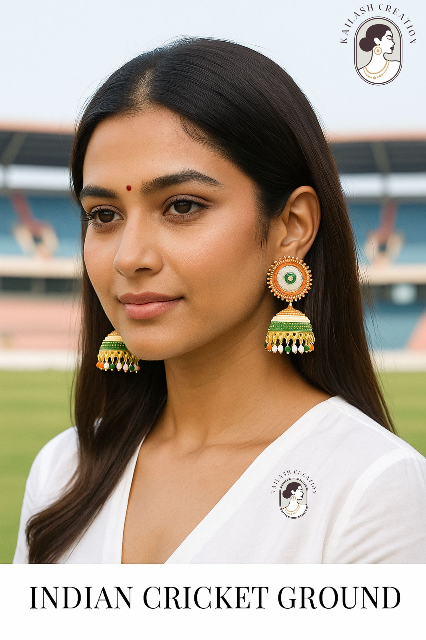 Indian Flag Tricolored Tiranga Jhumki Earrings for Women & Girls