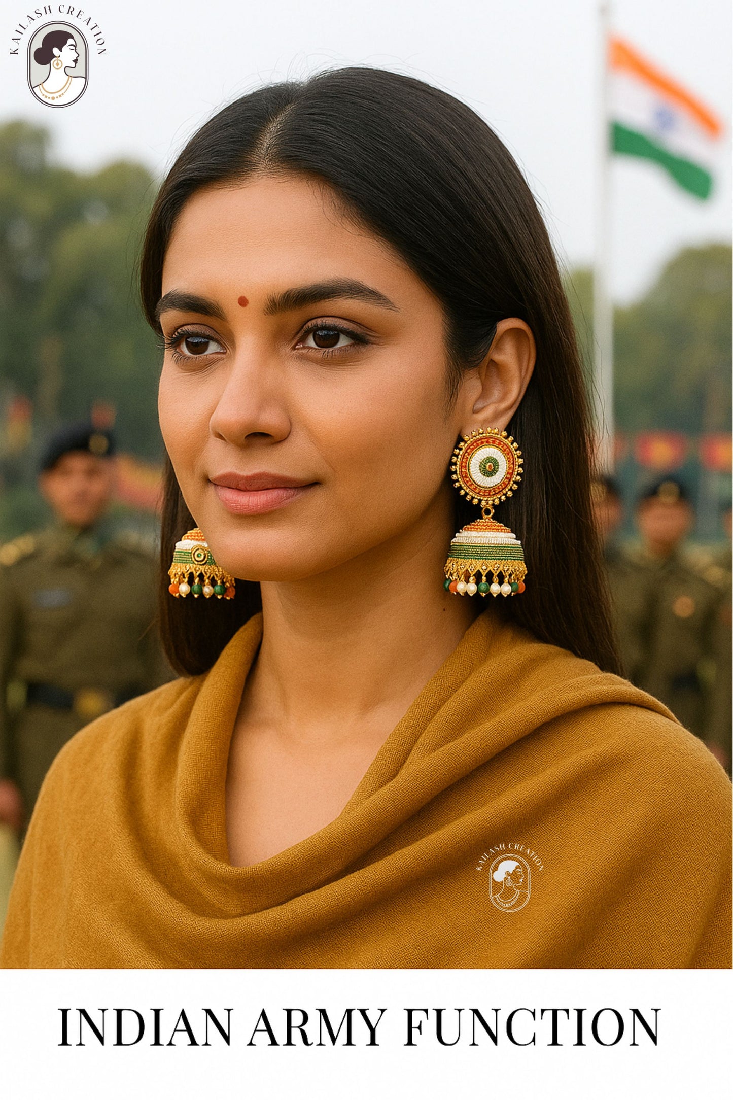 Indian Flag Tricolored Tiranga Jhumki Earrings for Women & Girls