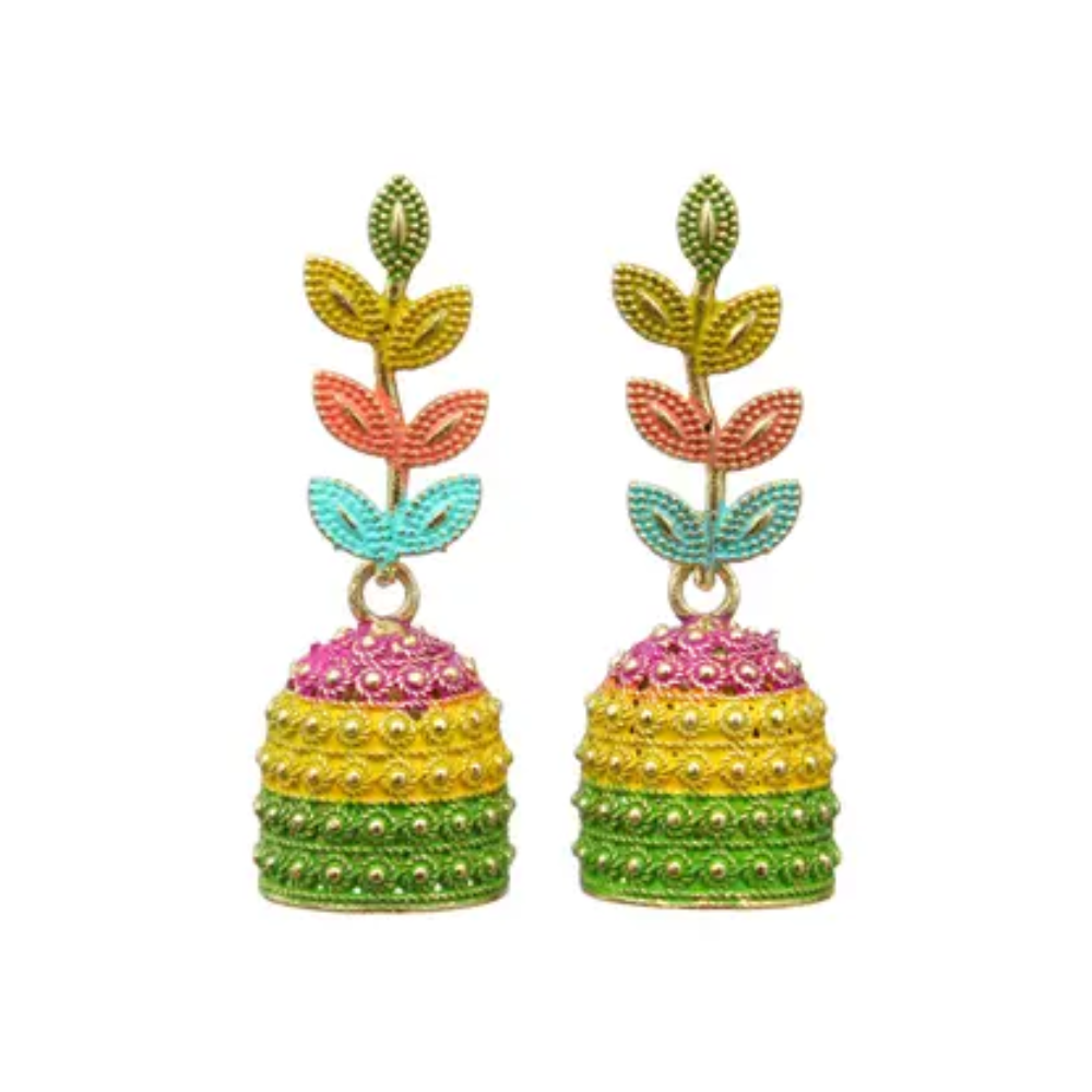 Jaipuri Oxidized Earrings | Gold Plated Jhumka Earrings for Women & Girls