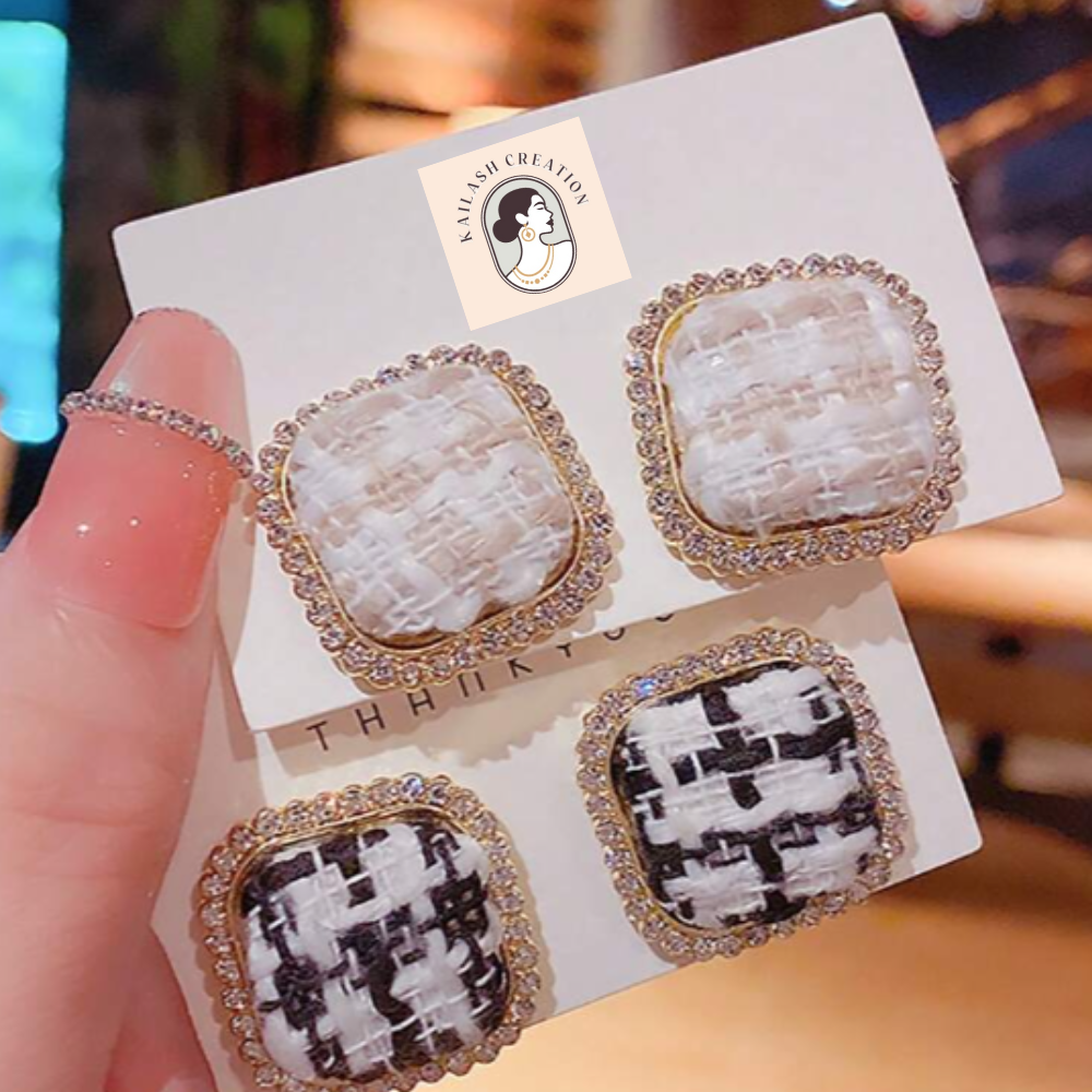 Vintage Diamond Romantic Korean Geometric Earrings for Women