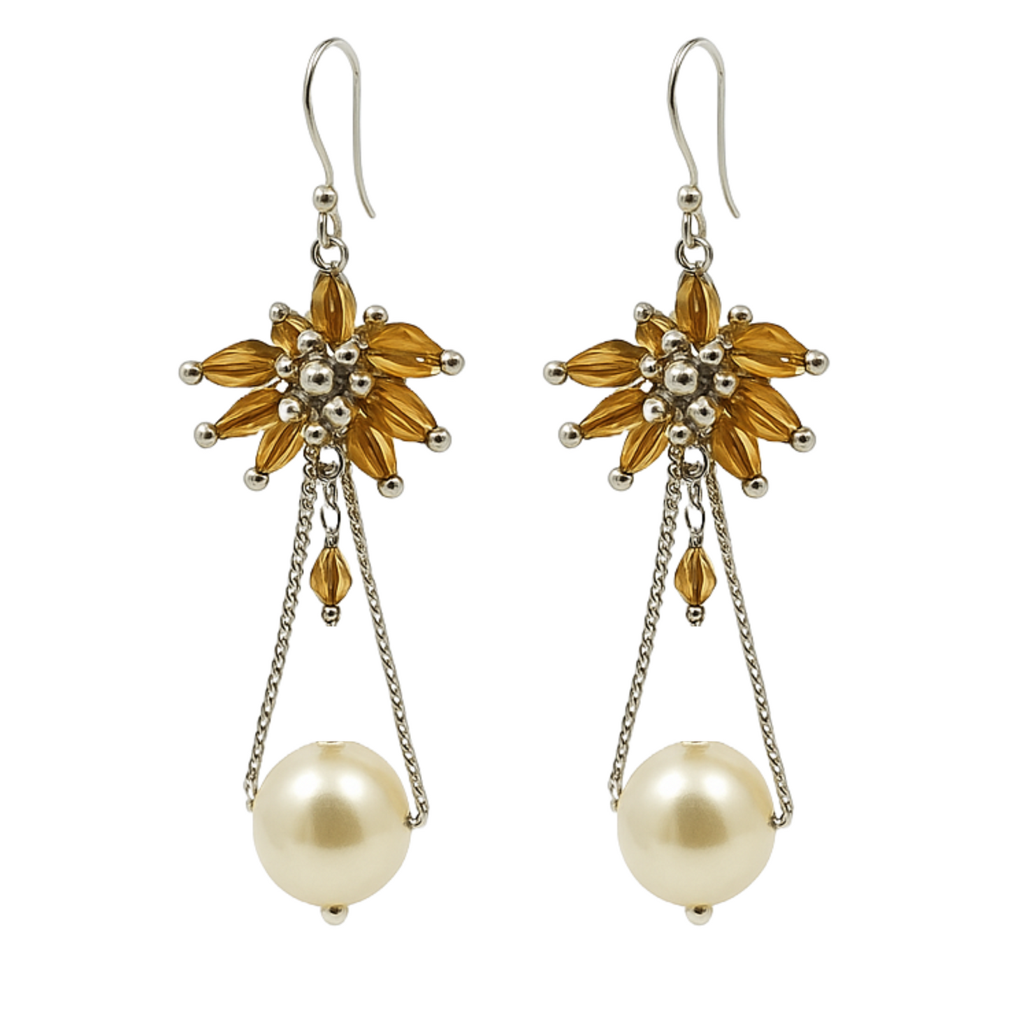 Celeste Bloom Oversized Pearl Dangler Earrings for Women & Girls