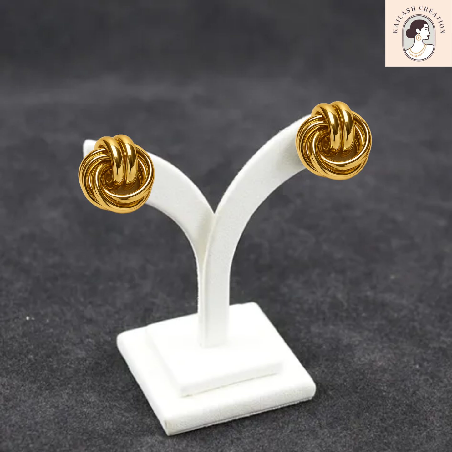 Classic Knot Gold Plated Stud Earrings for Women