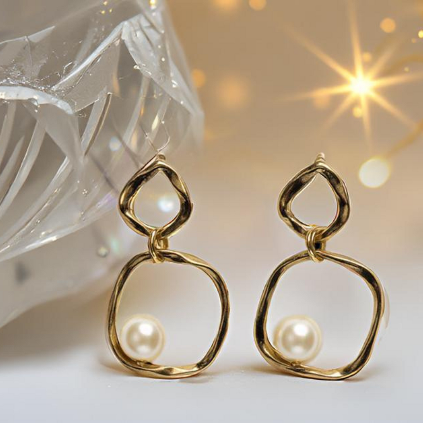 Gold Plated Elegant Infinity Hoop Designer Earrings with Pearl Drop