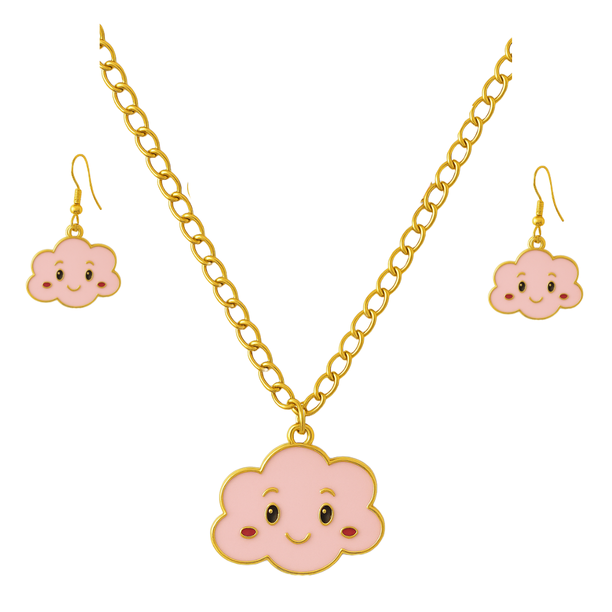 Cute Cloudy Smiles Necklace & Matching Earrings for Girls