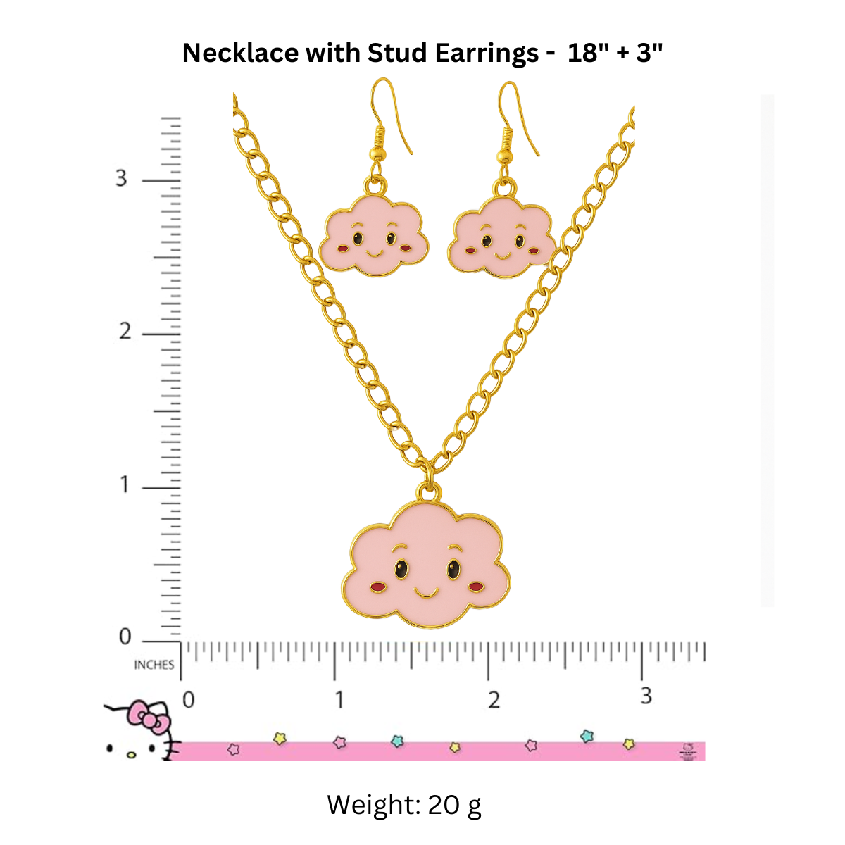 Cute Cloudy Smiles Necklace & Matching Earrings for Girls