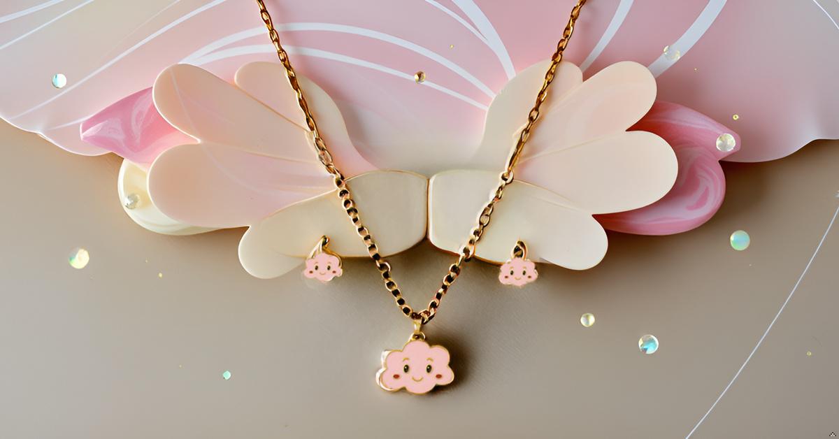 Cute Cloudy Smiles Necklace & Matching Earrings for Girls