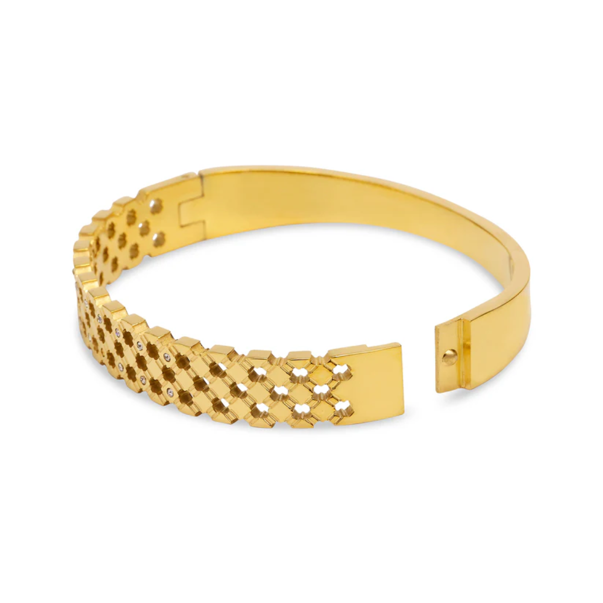 Elegant HexaMesh Gold Tone Bangle Bracelet for Women