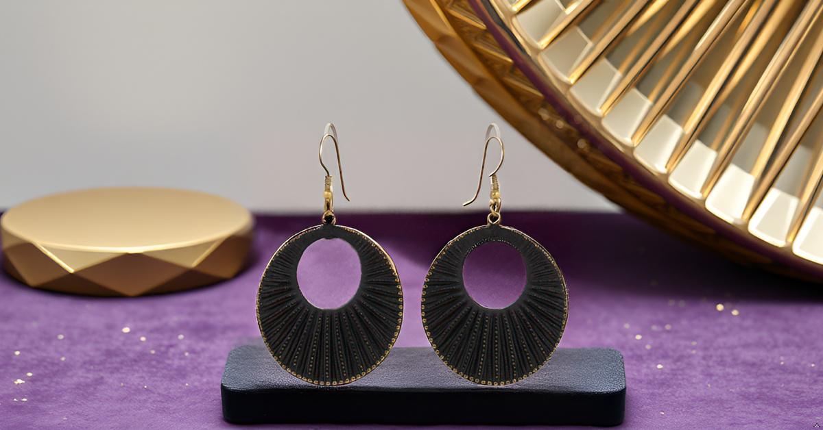 Black Circular Woven Statement Earrings for Girls & Women