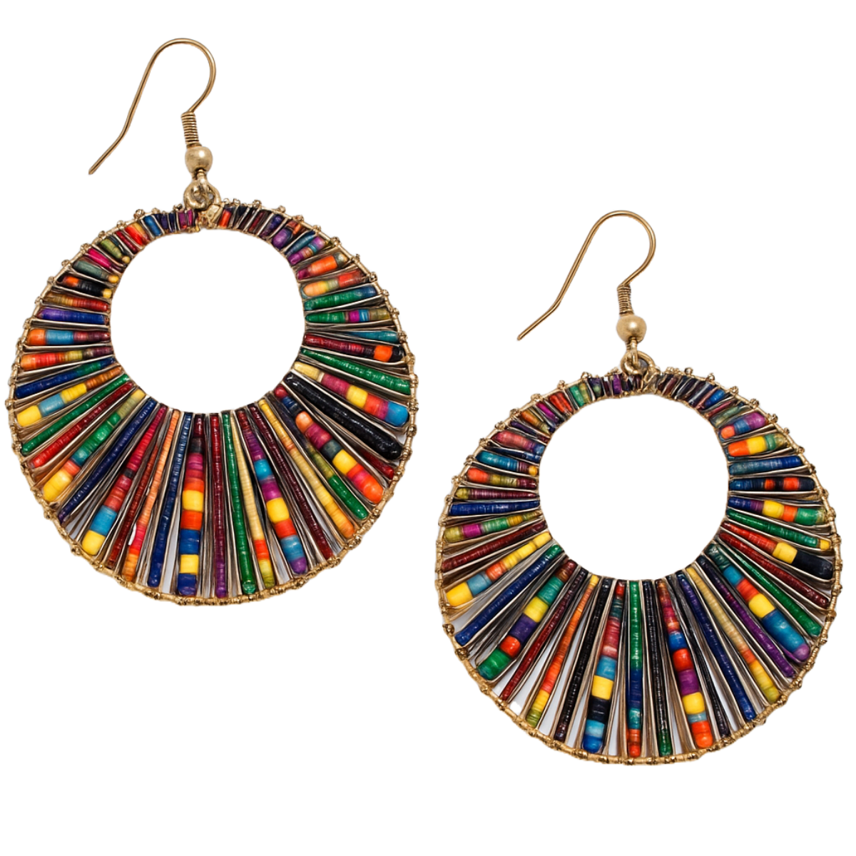 Multicolor Circular Woven Boho Hoop Earrings for Girls & Women