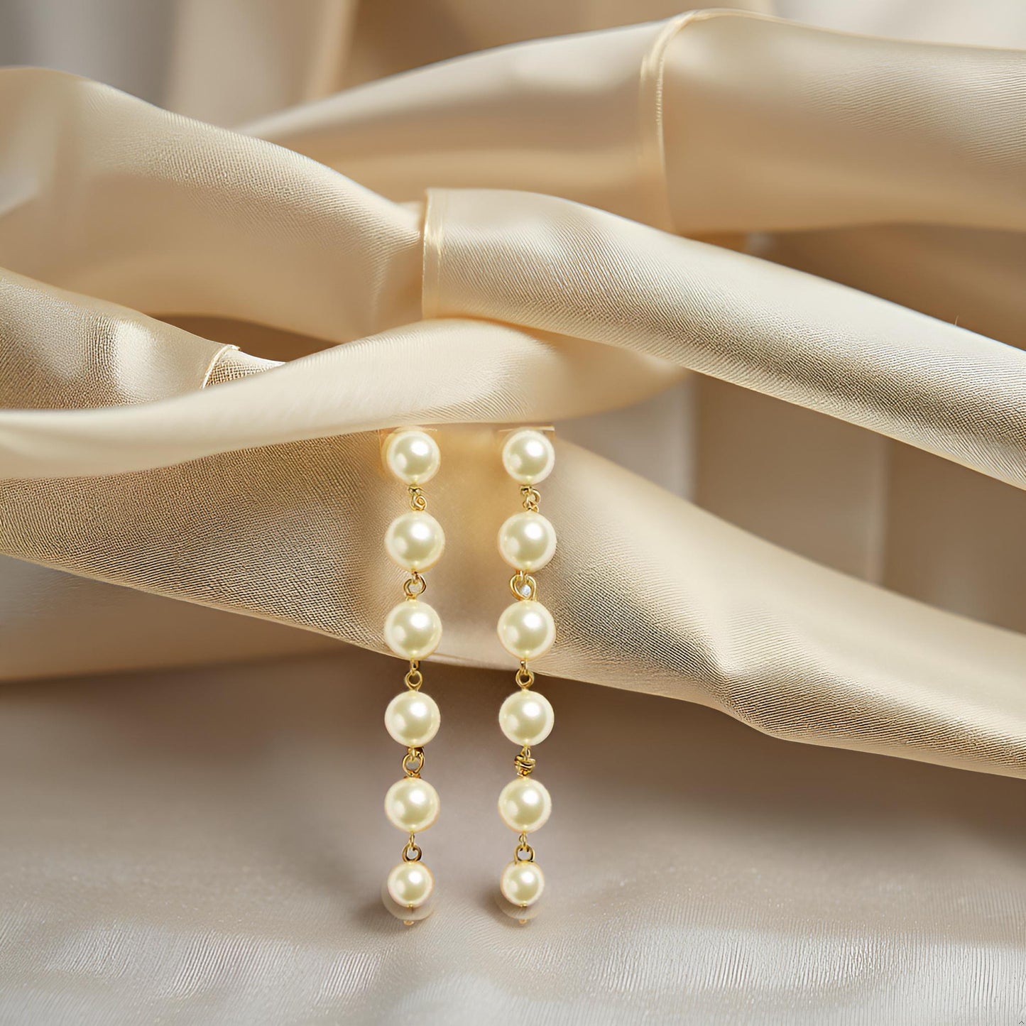 Elegant Long Pearl Chain Drop Earrings for Women & Girls