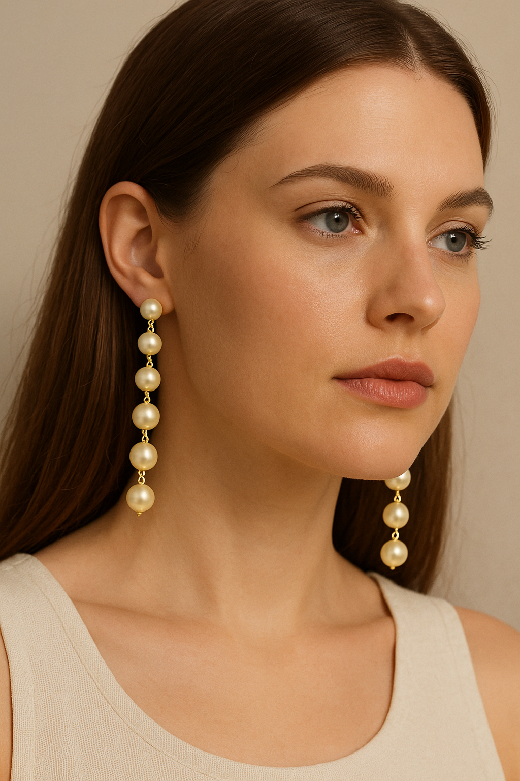 Elegant Long Pearl Chain Drop Earrings for Women & Girls