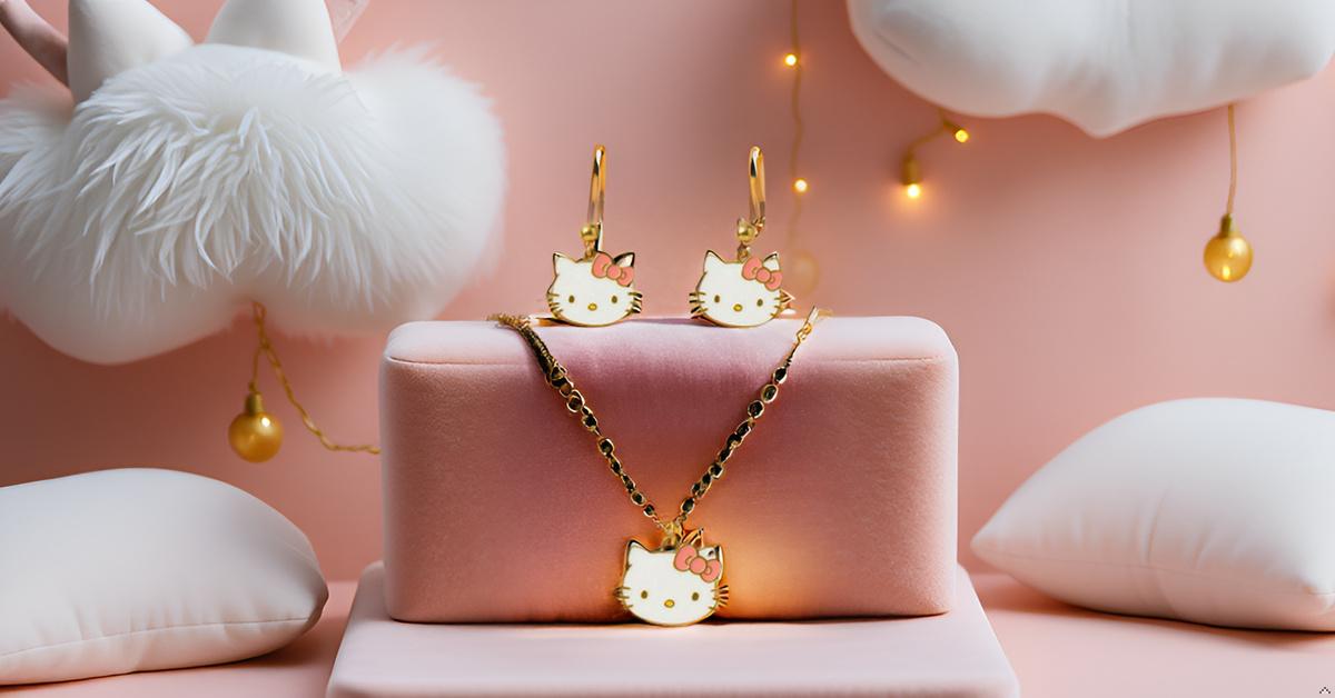 Adorable Cat Face Pendant Necklace & Earrings Set for Girls