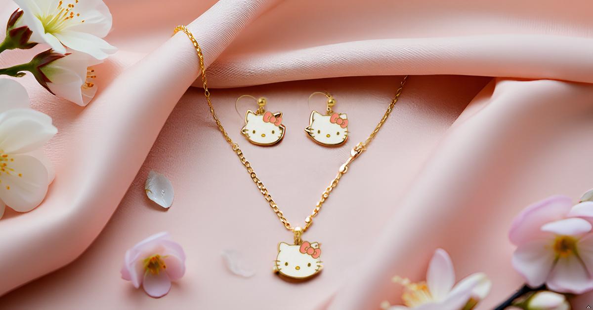 Adorable Cat Face Pendant Necklace & Earrings Set for Girls