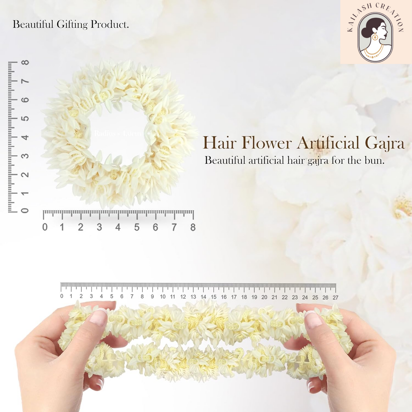 Artificial Mogra Gajra with Scented Jasmine Flower for Hair Bun & Braids