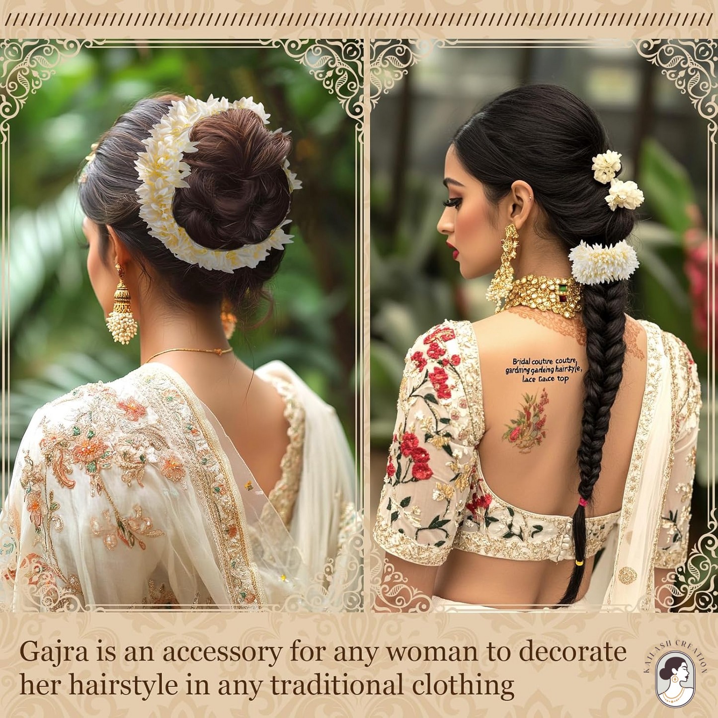 Artificial Mogra Gajra with Scented Jasmine Flower for Hair Bun & Braids