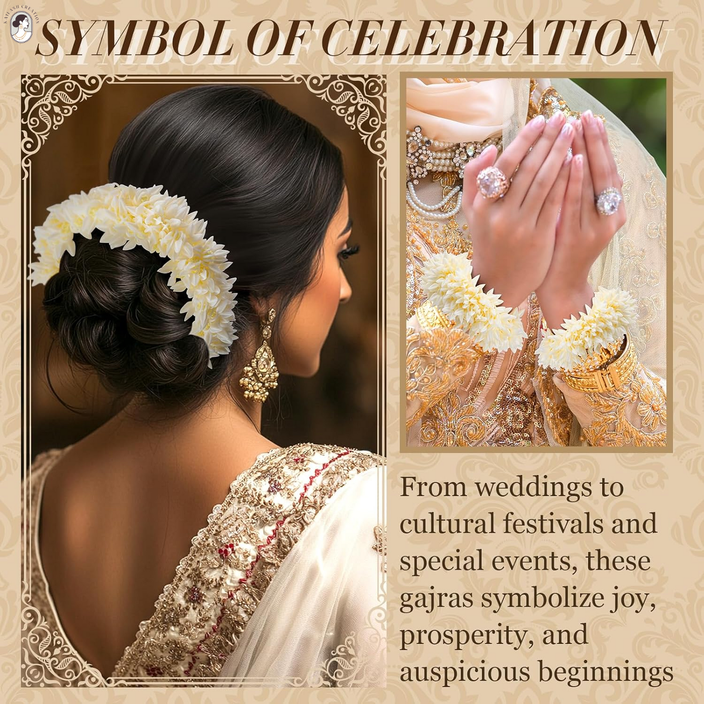 Artificial Mogra Gajra with Scented Jasmine Flower for Hair Bun & Braids