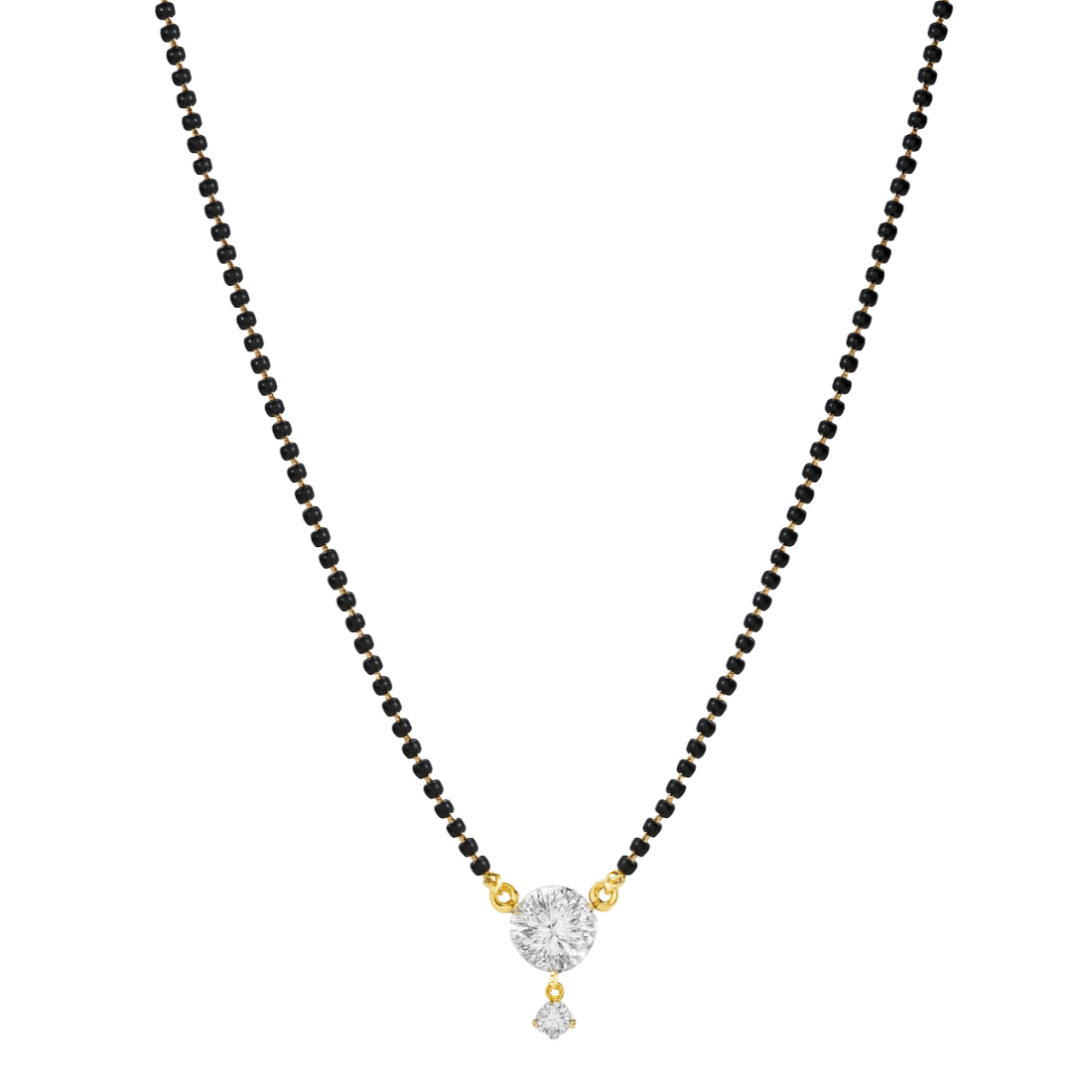 American Diamond Round Single Stone Gold Plated Mangalsutra for Women