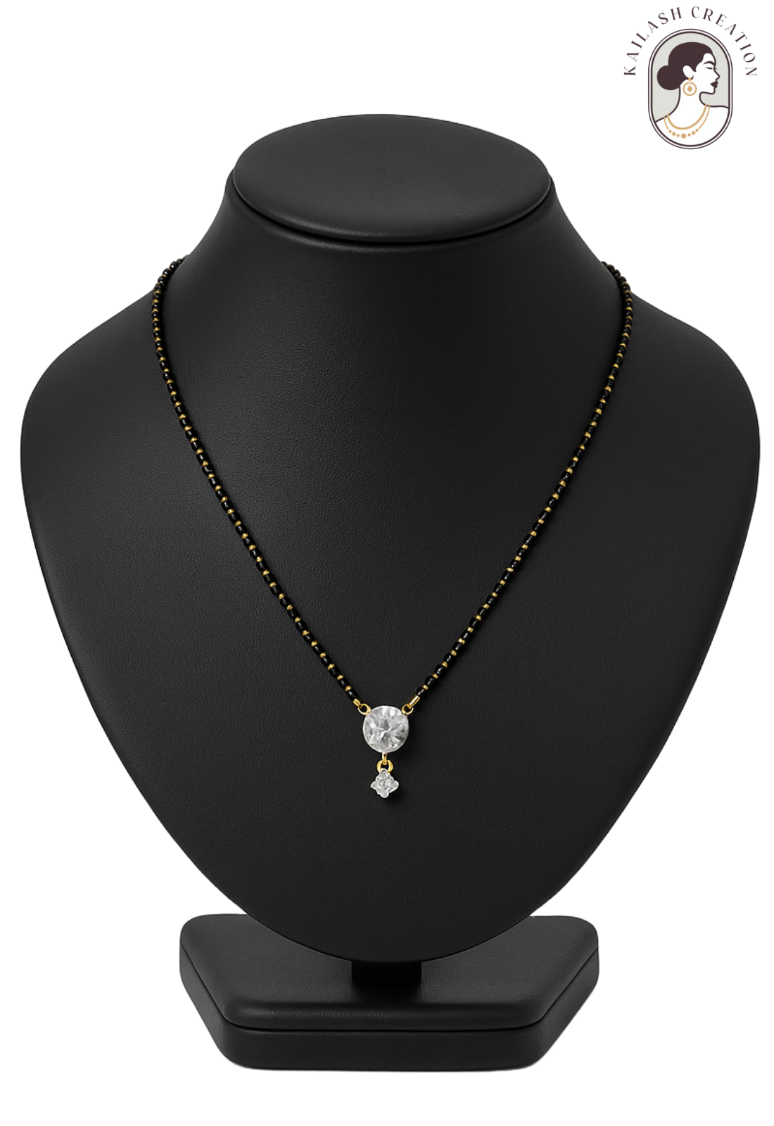 American Diamond Round Single Stone Gold Plated Mangalsutra for Women