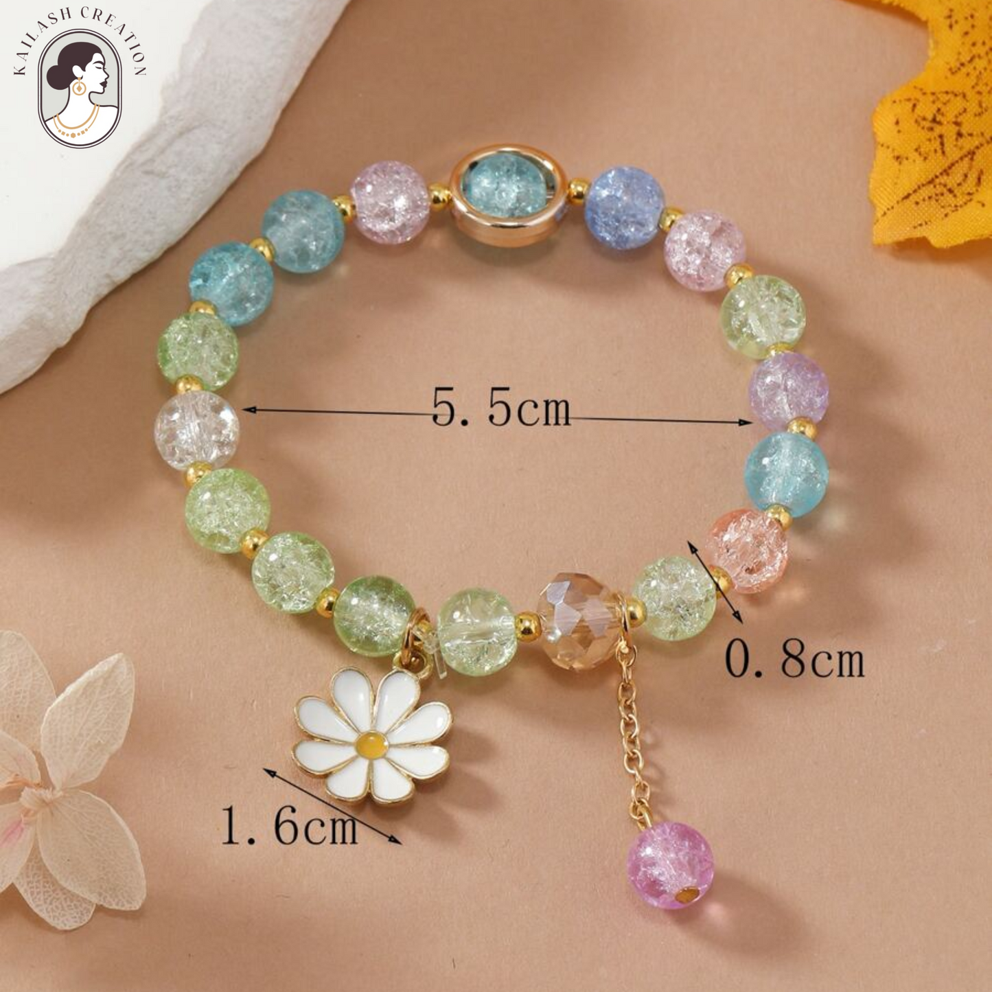 Beaded Flower Charm Bracelet for Girls & Women Stylish for Kids, Women & Gift Pack
