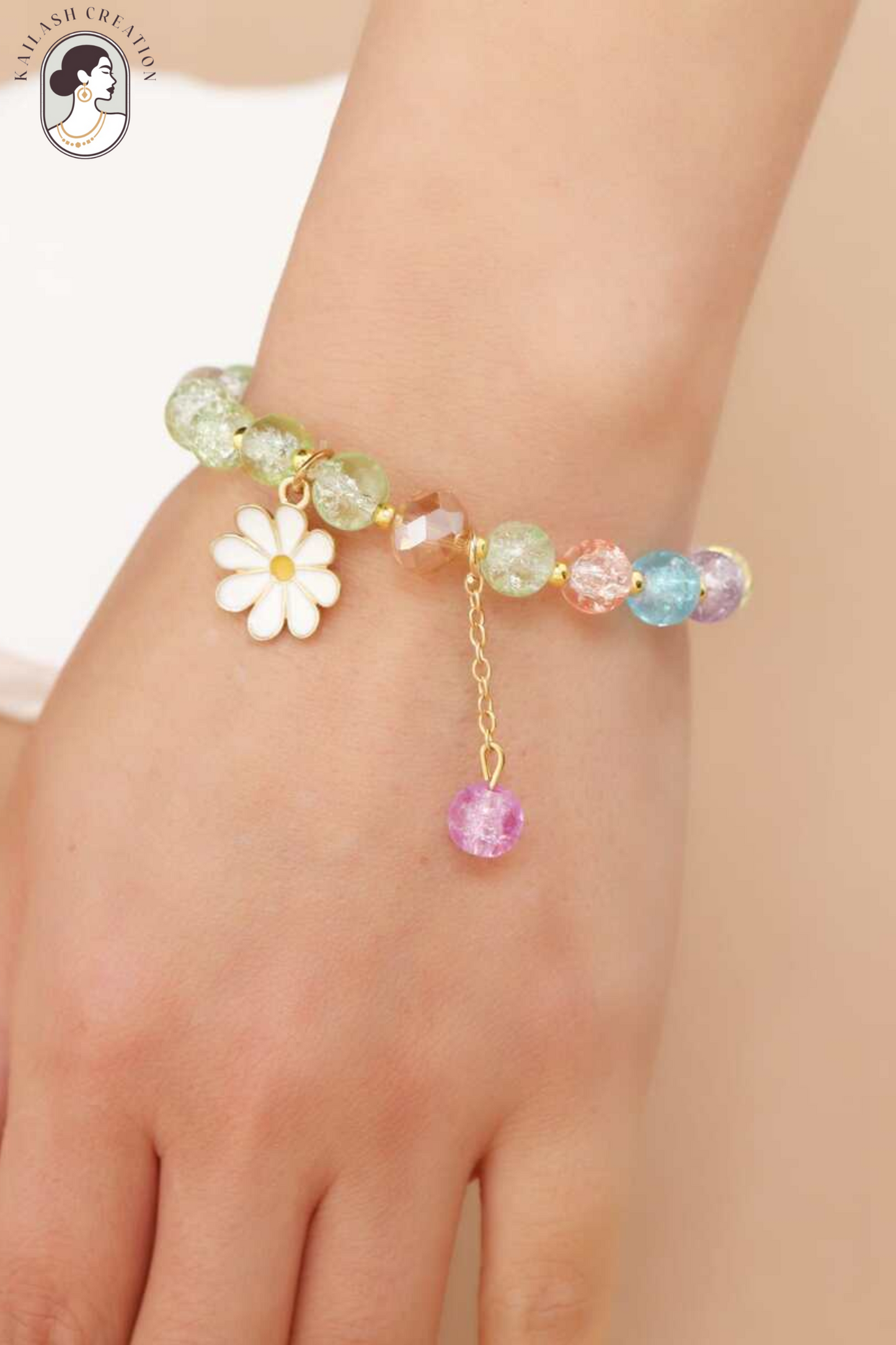 Beaded Flower Charm Bracelet for Girls & Women Stylish for Kids, Women & Gift Pack