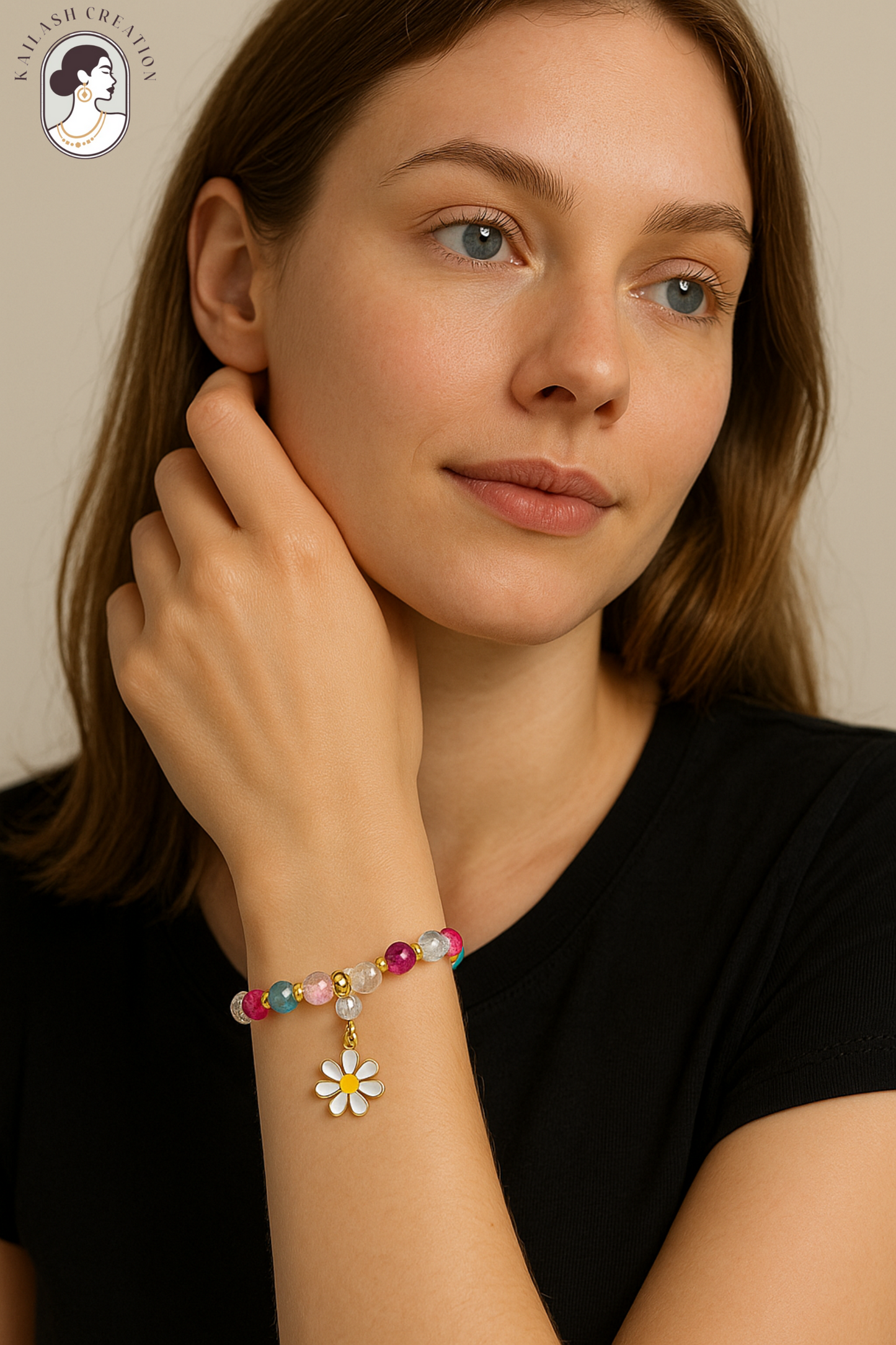 Beaded Flower Charm Bracelet for Girls & Women Stylish for Kids, Women & Gift Pack