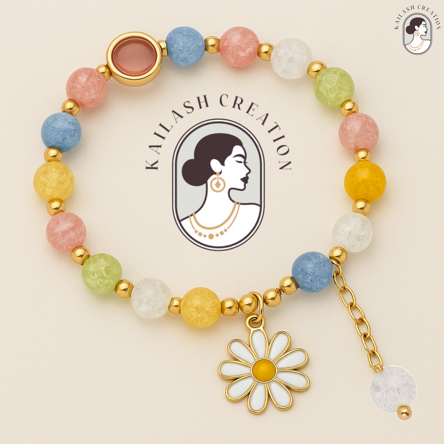 Beaded Flower Charm Bracelet for Girls & Women Stylish for Kids, Women & Gift Pack