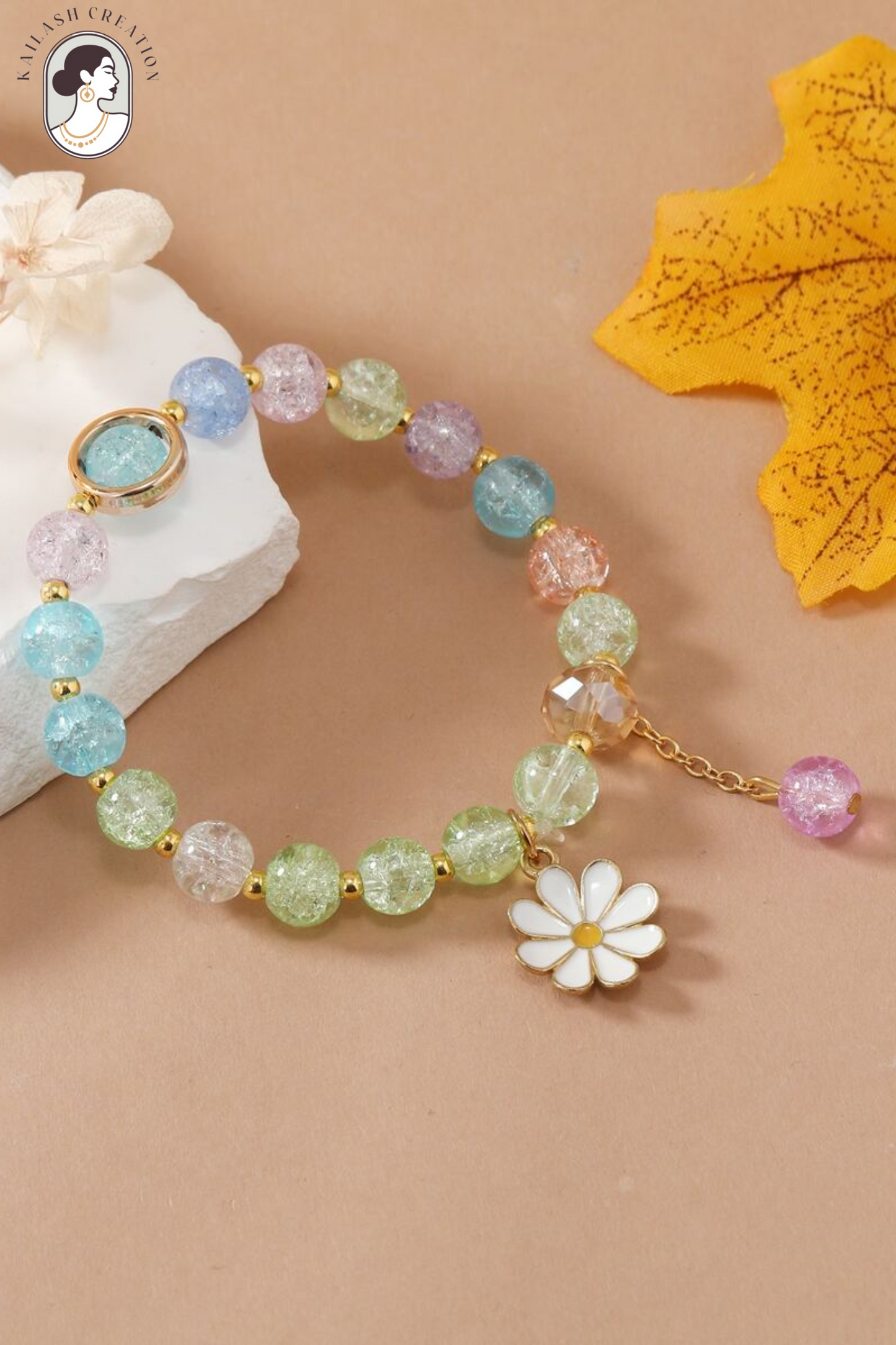Beaded Flower Charm Bracelet for Girls & Women Stylish for Kids, Women & Gift Pack