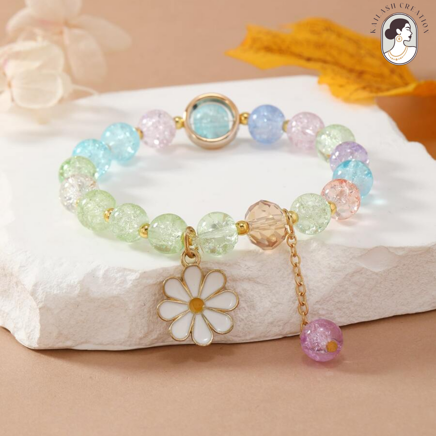 Beaded Flower Charm Bracelet for Girls & Women Stylish for Kids, Women & Gift Pack