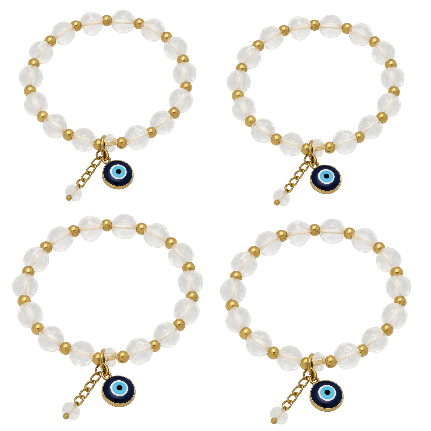 Evil Eye Bracelet Adjustable Clear Beaded Charm for Women, Men, Baby, Girls & Boys