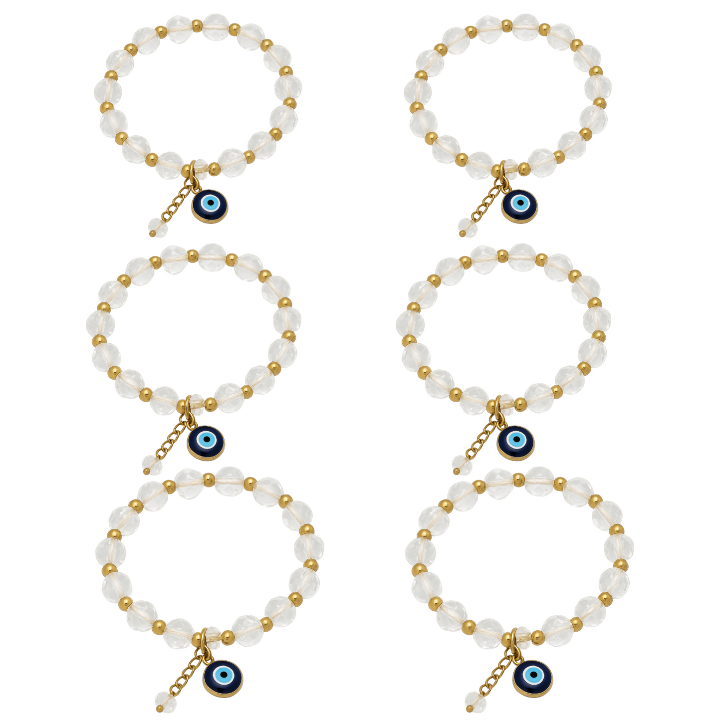 Evil Eye Bracelet Adjustable Clear Beaded Charm for Women, Men, Baby, Girls & Boys