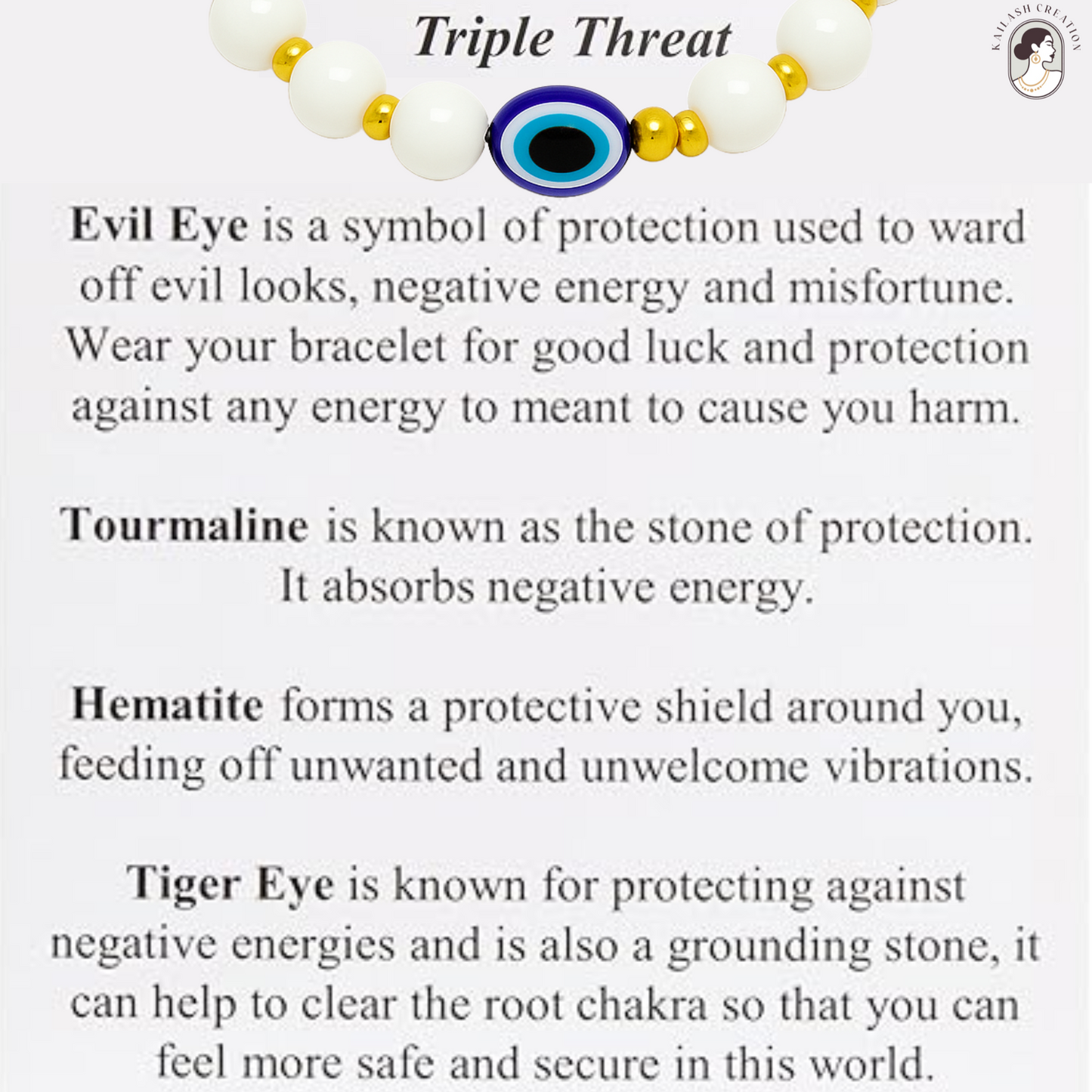 Evil Eye Bracelet for Women, Men, Baby, Kids – White & Gold Beads with Blue Charm