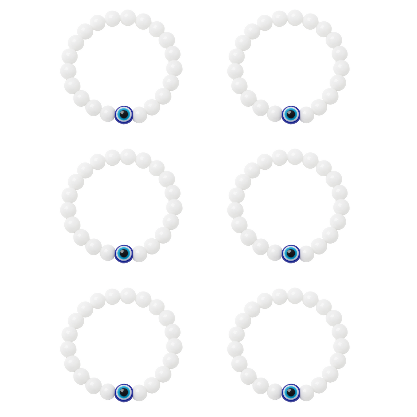 Milky White Evil Eye Bracelet Beads Set for Men & Women