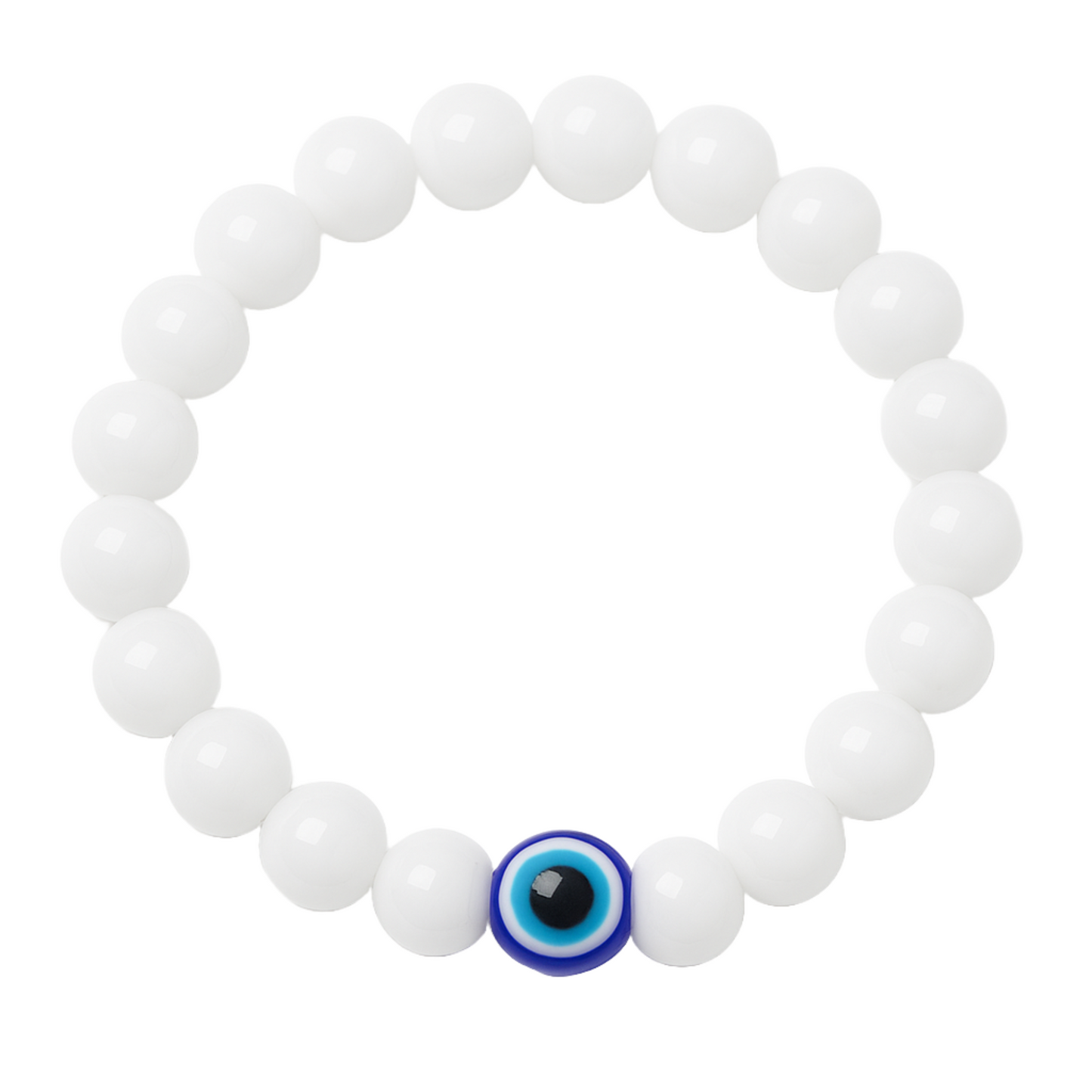Milky White Evil Eye Bracelet Beads Set for Men & Women