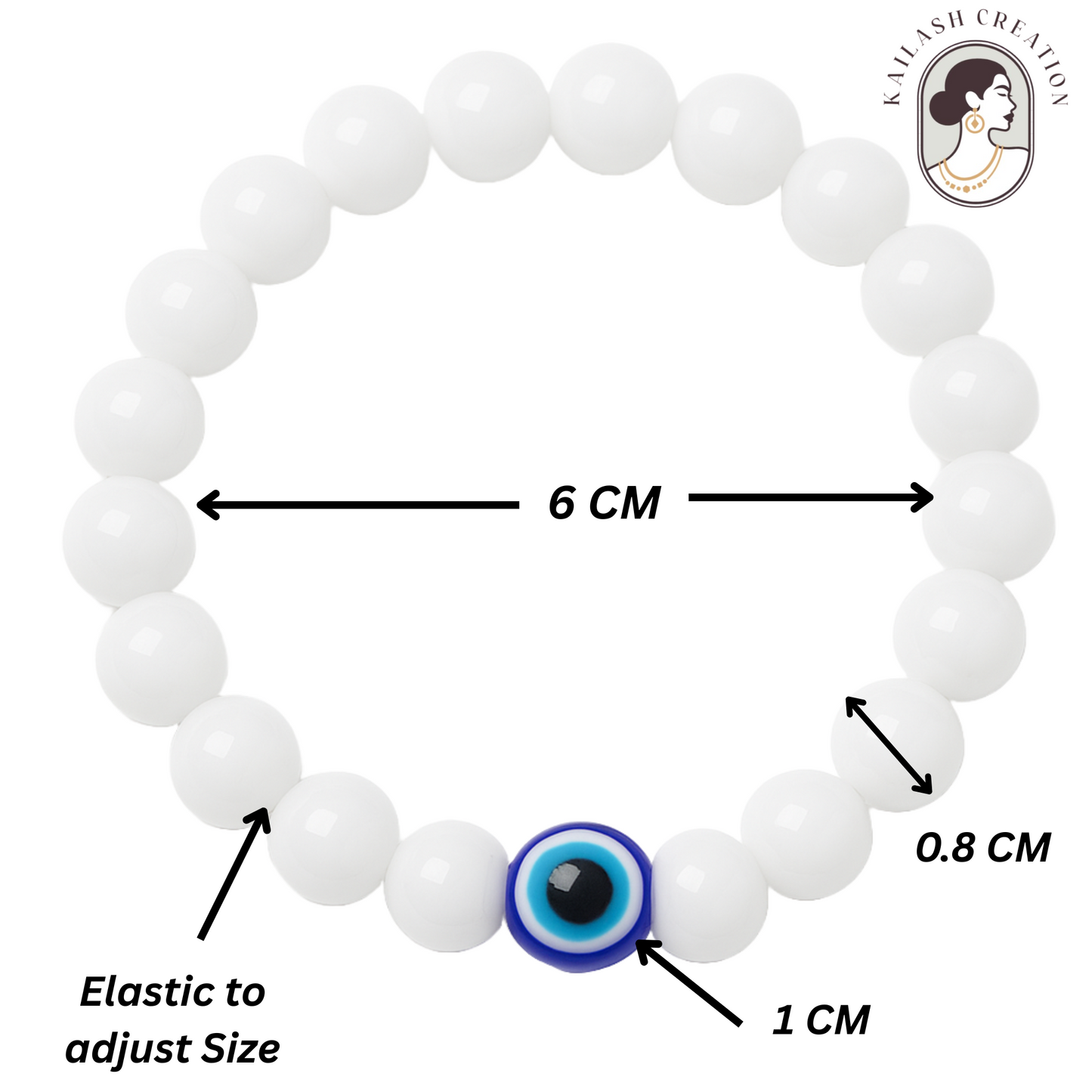Milky White Evil Eye Bracelet Beads Set for Men & Women