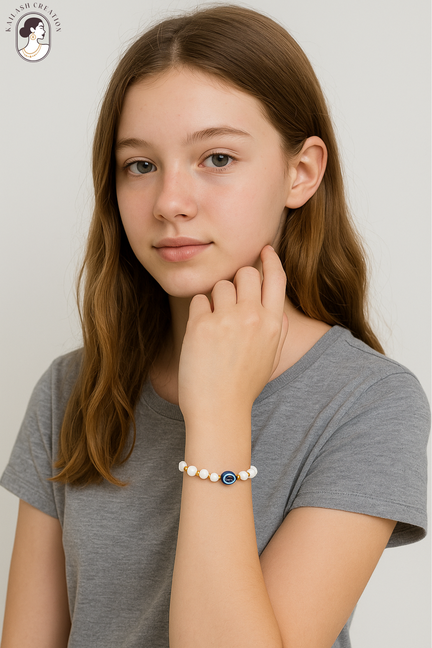 Milky White Evil Eye Bracelet Beads Set for Men & Women