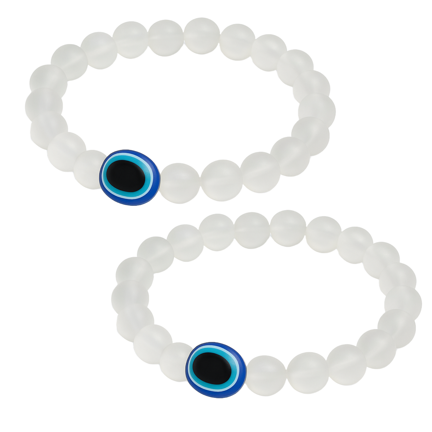 Translucent White Evil Eye Bracelet Beads Set for Men & Women