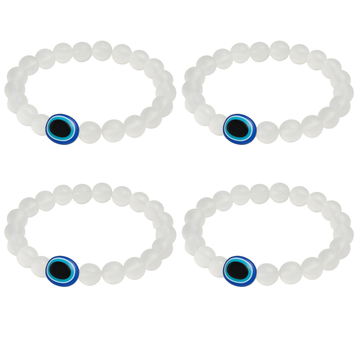 Translucent White Evil Eye Bracelet Beads Set for Men & Women