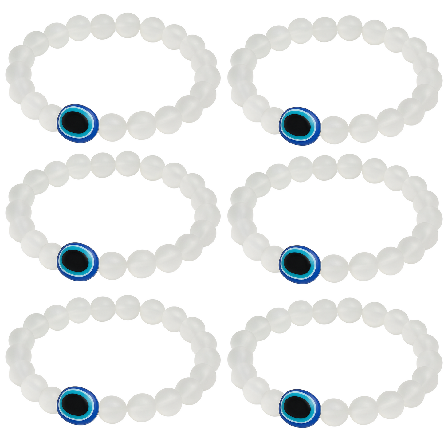 Translucent White Evil Eye Bracelet Beads Set for Men & Women