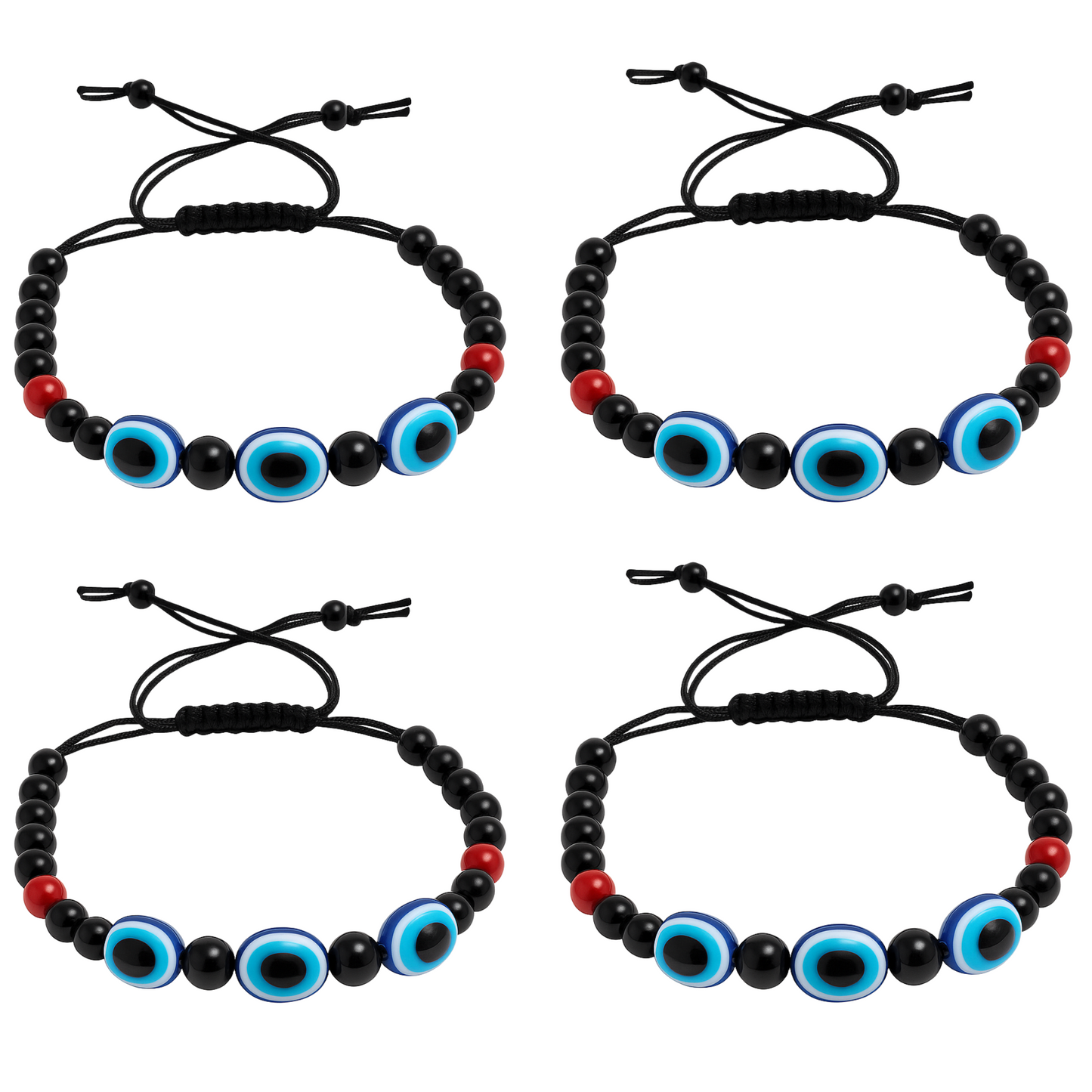Black 3 Evil Eye Bracelet Beads Set for Men, Women, Boys & Girls