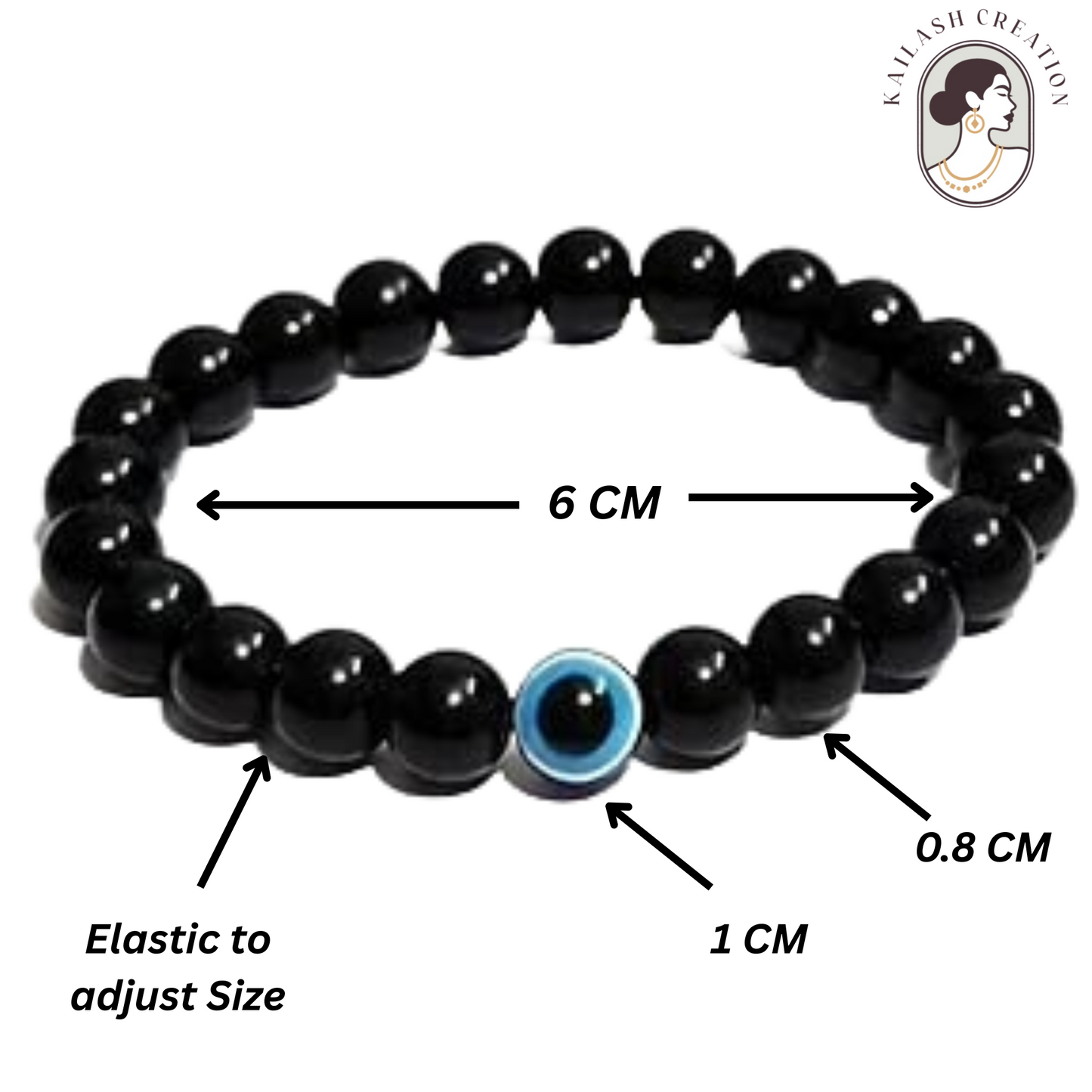Black Evil Eye Bracelet Beads Set for Men & Women