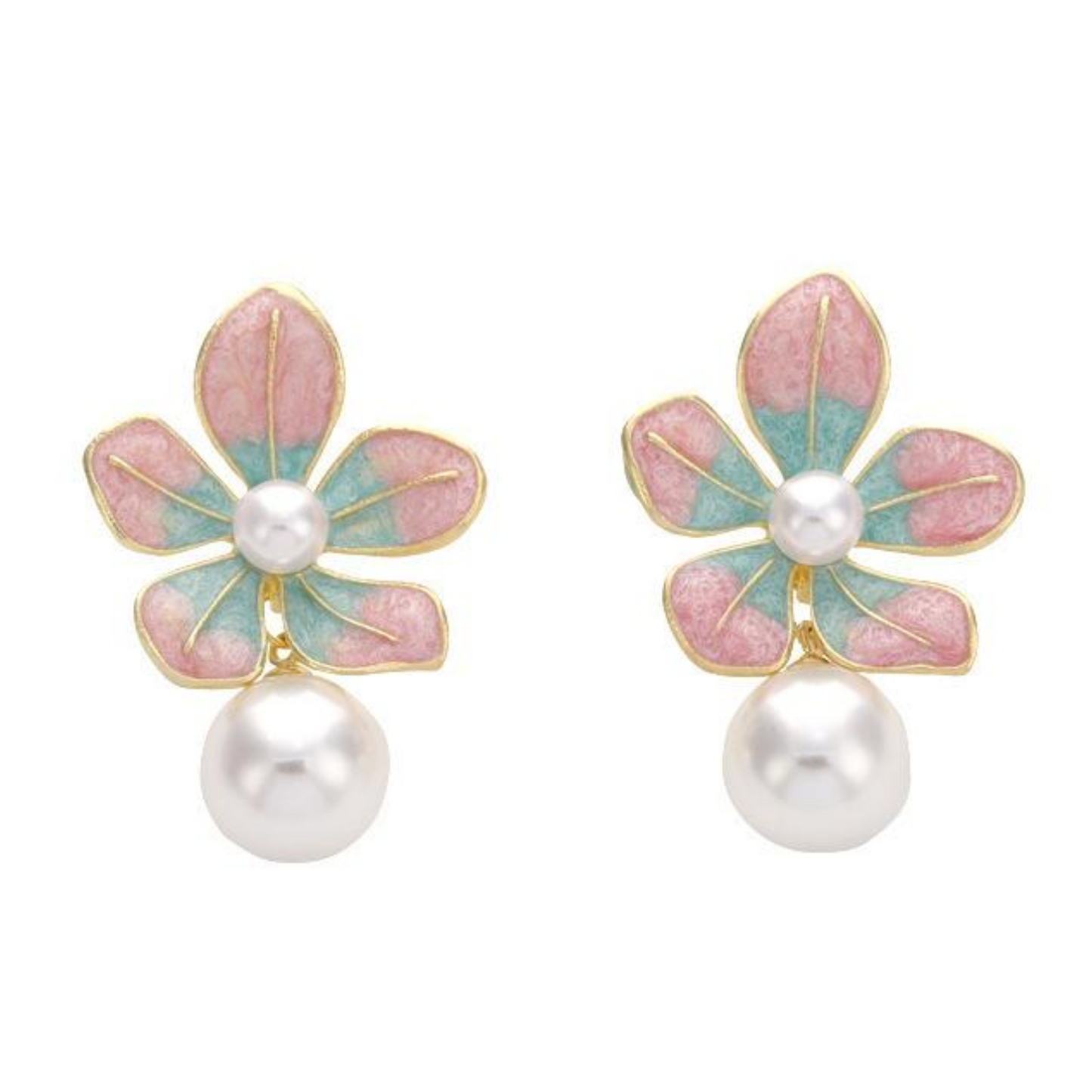 Floral Petal Shape with Round Pearl Drop for Women