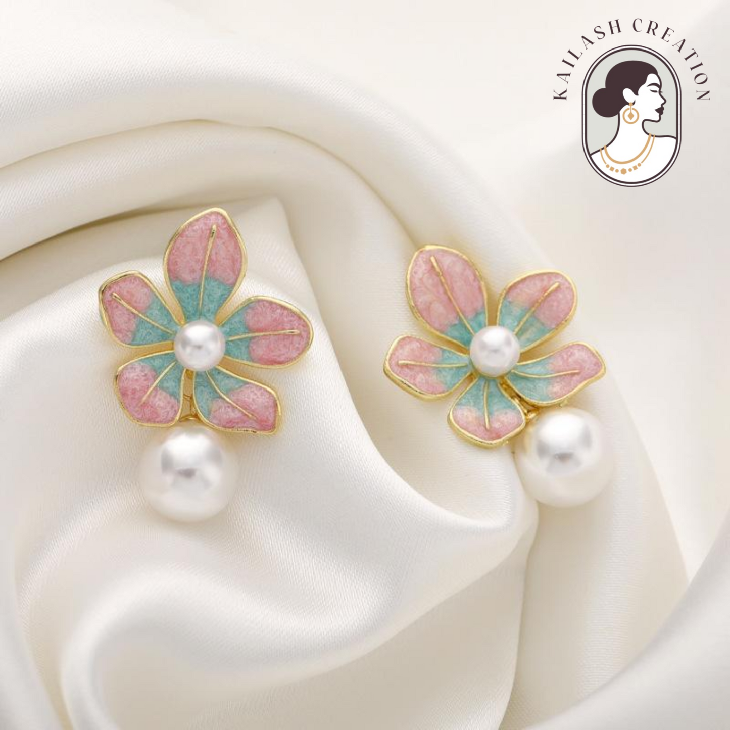Floral Petal Shape with Round Pearl Drop for Women