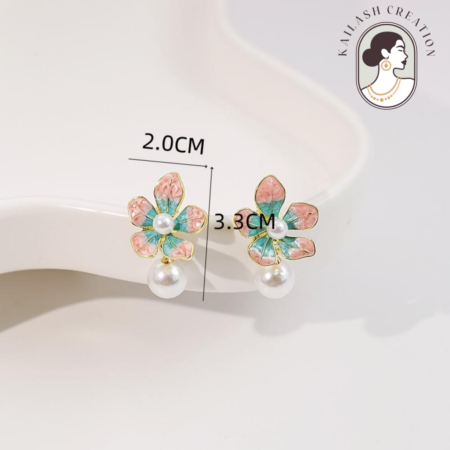 Floral Petal Shape with Round Pearl Drop for Women