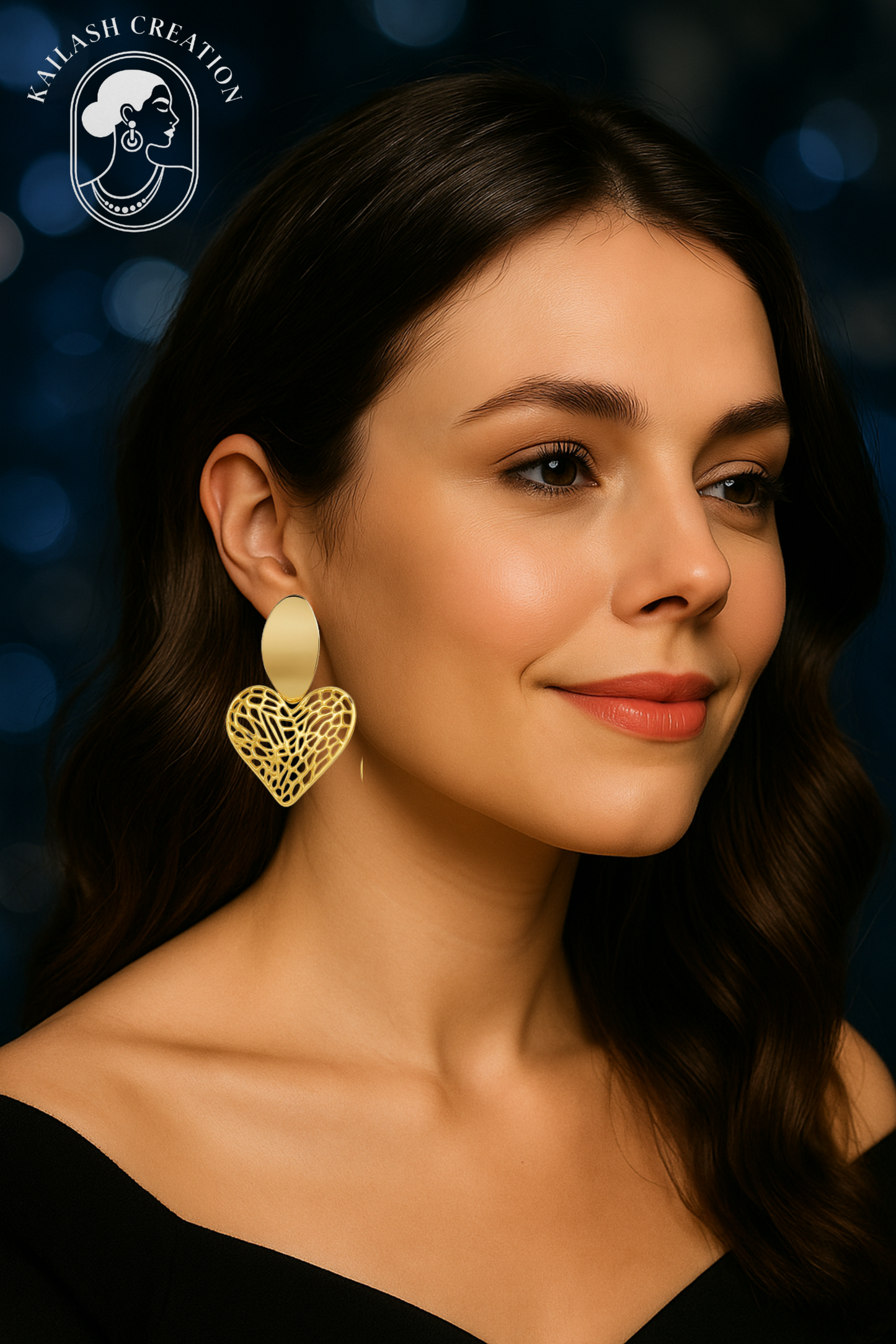 Heart Shape Gold Plated Earrings for Women