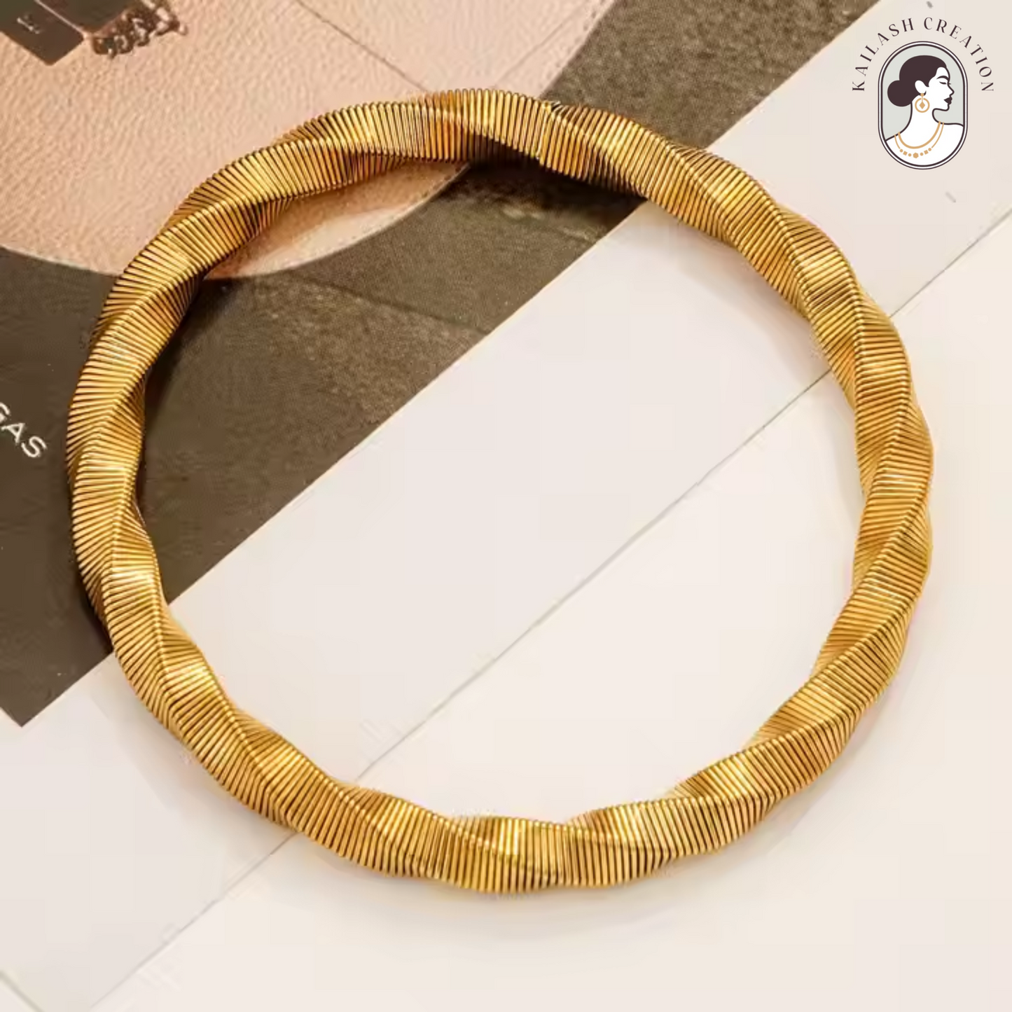 Stretchable Gold Plated Bracelet for Women