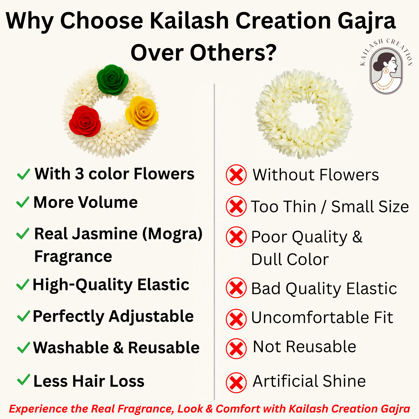 Artificial Mogra Gajra for Hair Bun with Red Yellow Green Flowers