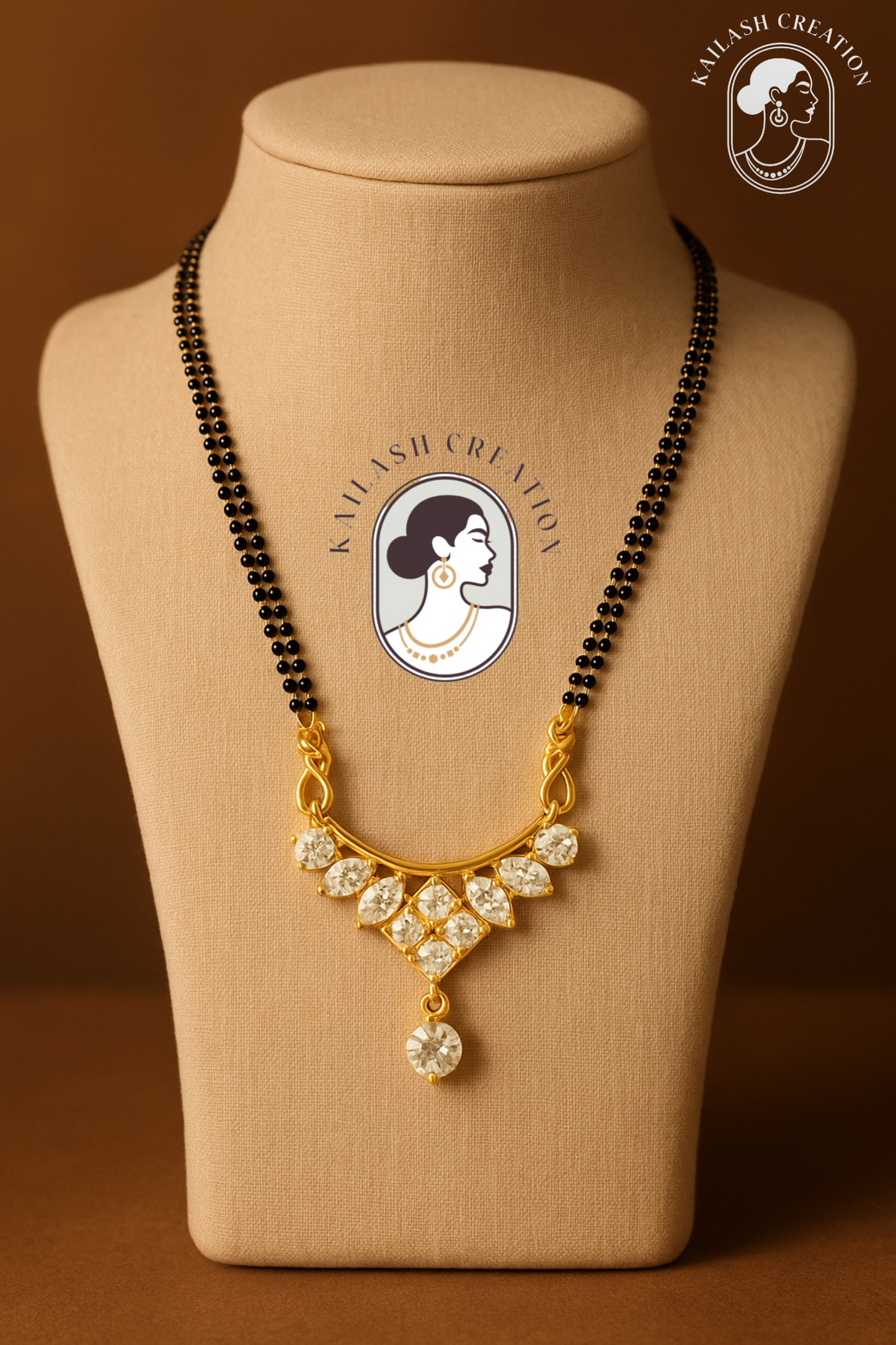 American Diamond Gold Plated Mangalsutra for Women
