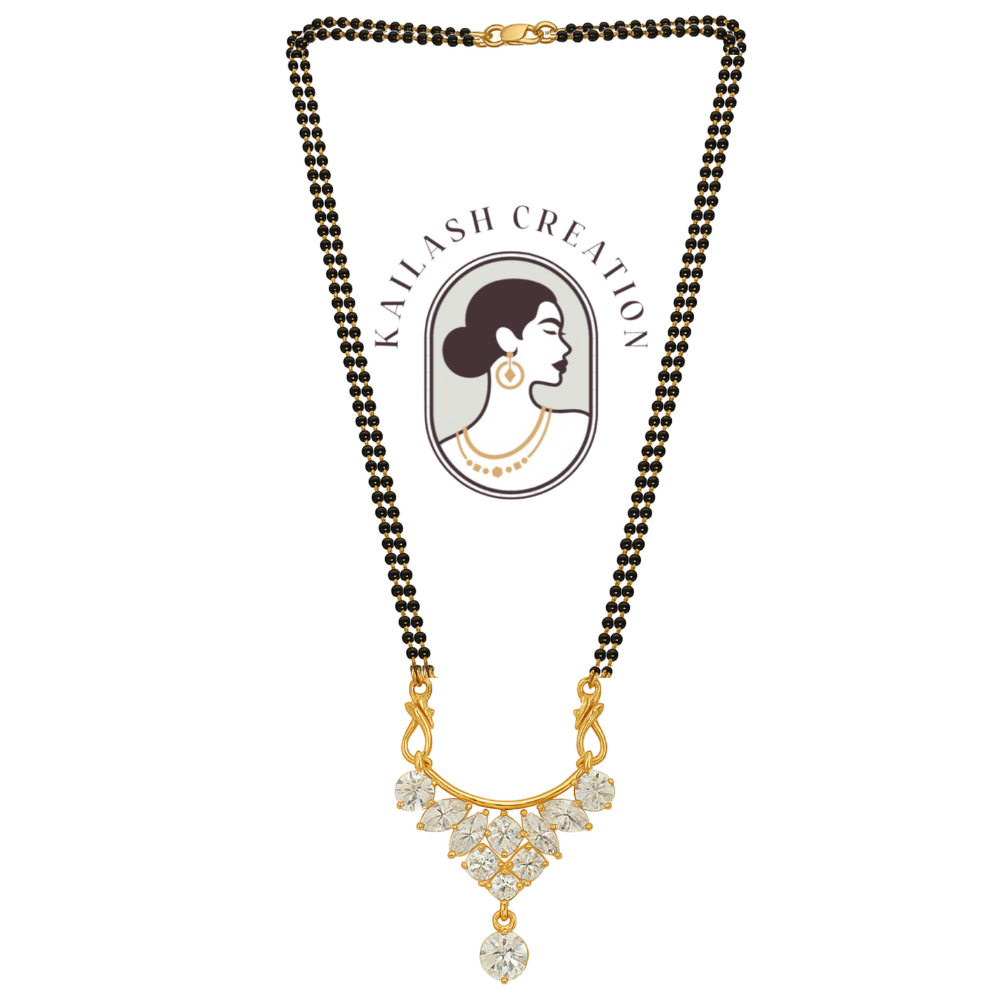 American Diamond Gold Plated Mangalsutra for Women